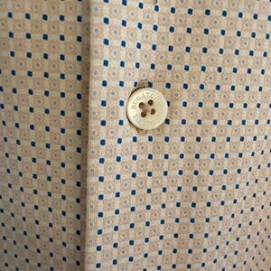 Bugatchi Beige and Blue Patterned M men’s button down Shirt